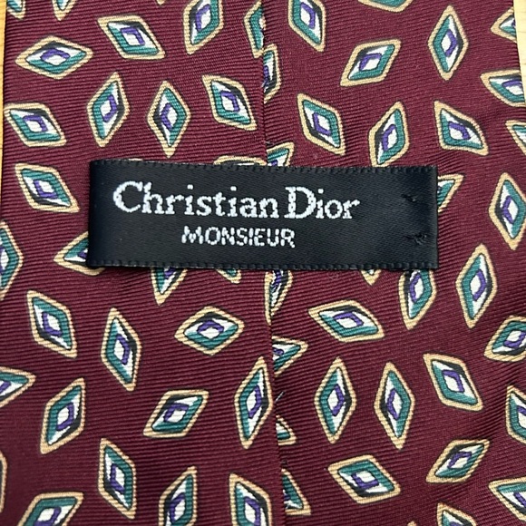 VINTAGE Christian Dior Silk Print Tie - Picture 3 of 3